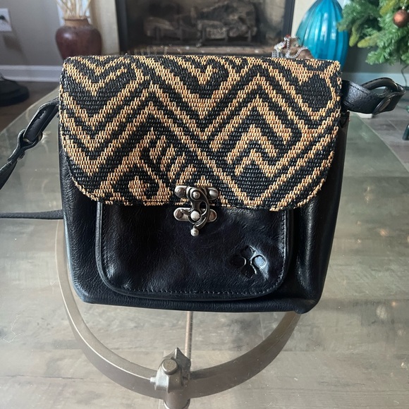 Patricia Nash Handbags - Patricia Nash Leandra Black Leather Tribal Weave Flap Crossbody Bag